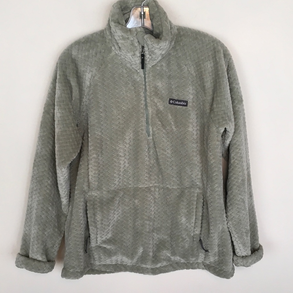 Columbia Light Sage Green Plush Half-Zip Pullover